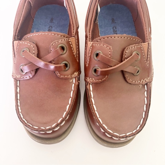 Carter's Toddler Boy Slip-On Faux Leather Baux Boat Shoes Brown 8 - Picture 4 of 9